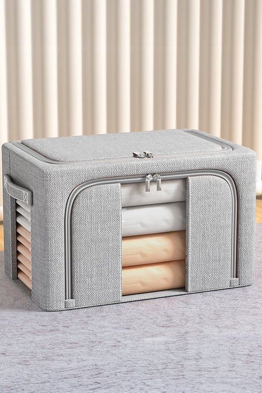 Gray Double Visible Window Thick Fabric Storage Box