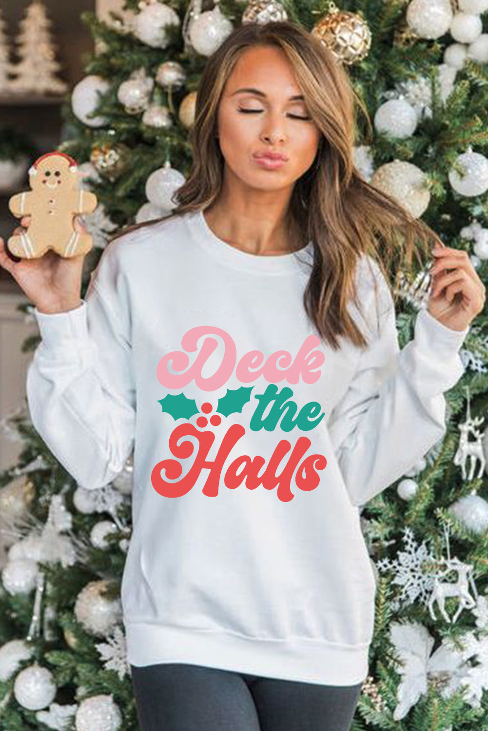 Deck the Halls - Bold Graphic Round Neck Sweatshirt