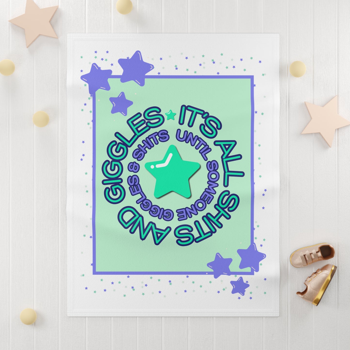 Giggles & Shits - Soft Fleece Baby Blanket: Cute Baby Shower Gift, Nursery Decor, Newborn Comfort, Funny Baby Blankets, Gift for Parents