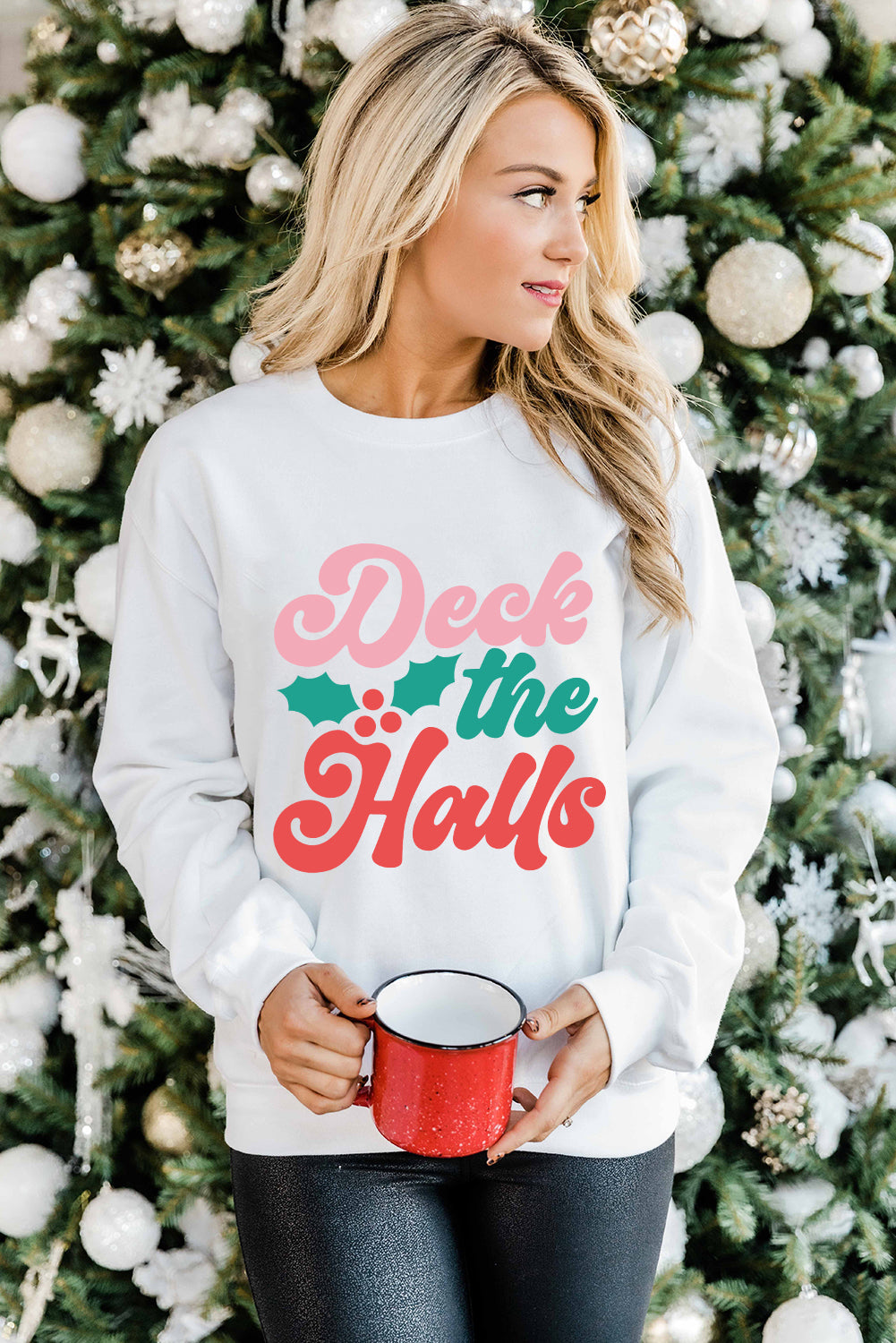 Deck the Halls - Bold Graphic Round Neck Sweatshirt