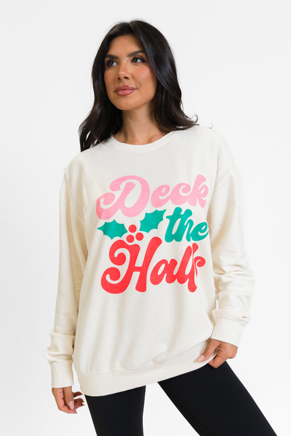 Deck the Halls - Bold Graphic Round Neck Sweatshirt