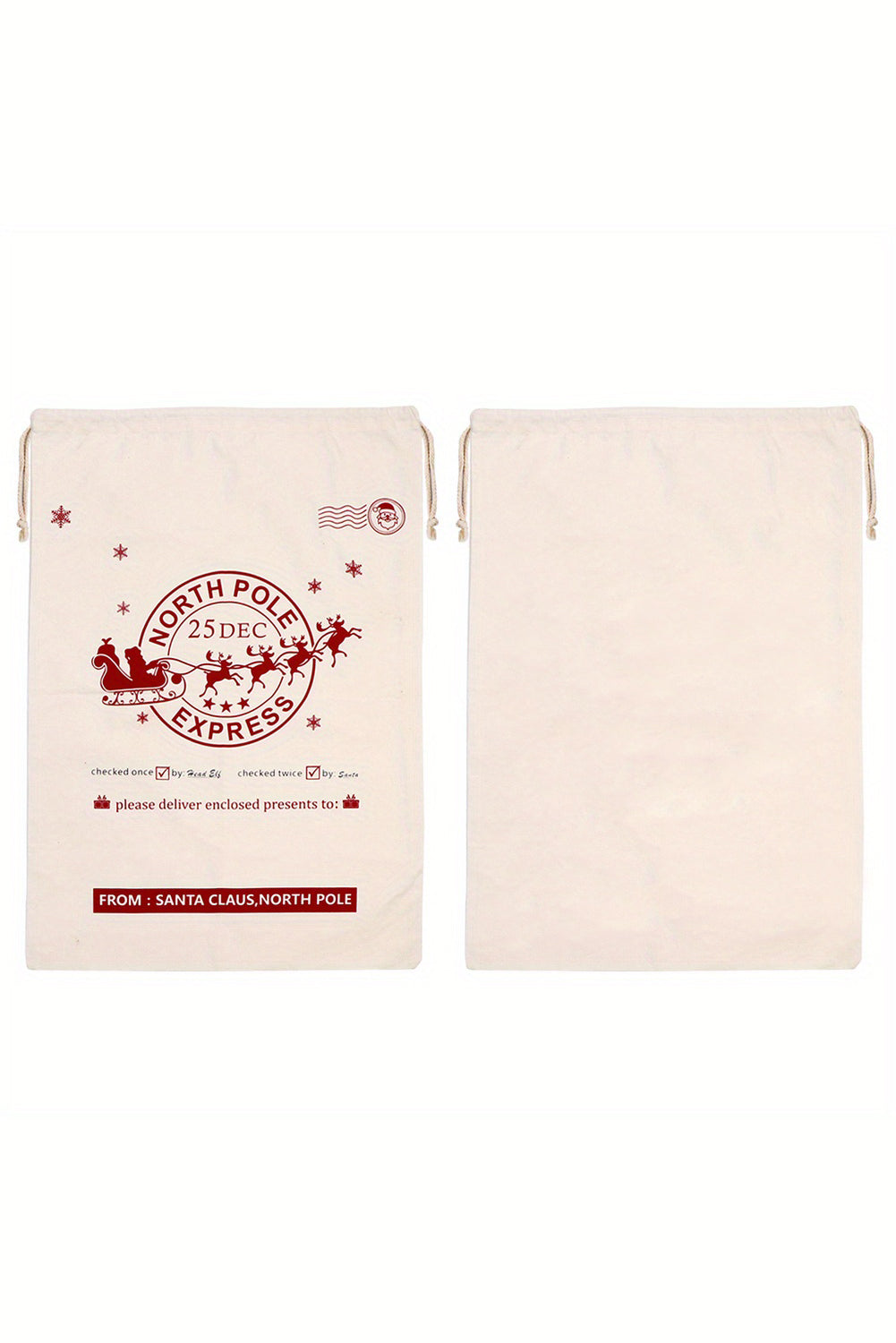 White Linen Drawstring Christmas Large Gift Sack