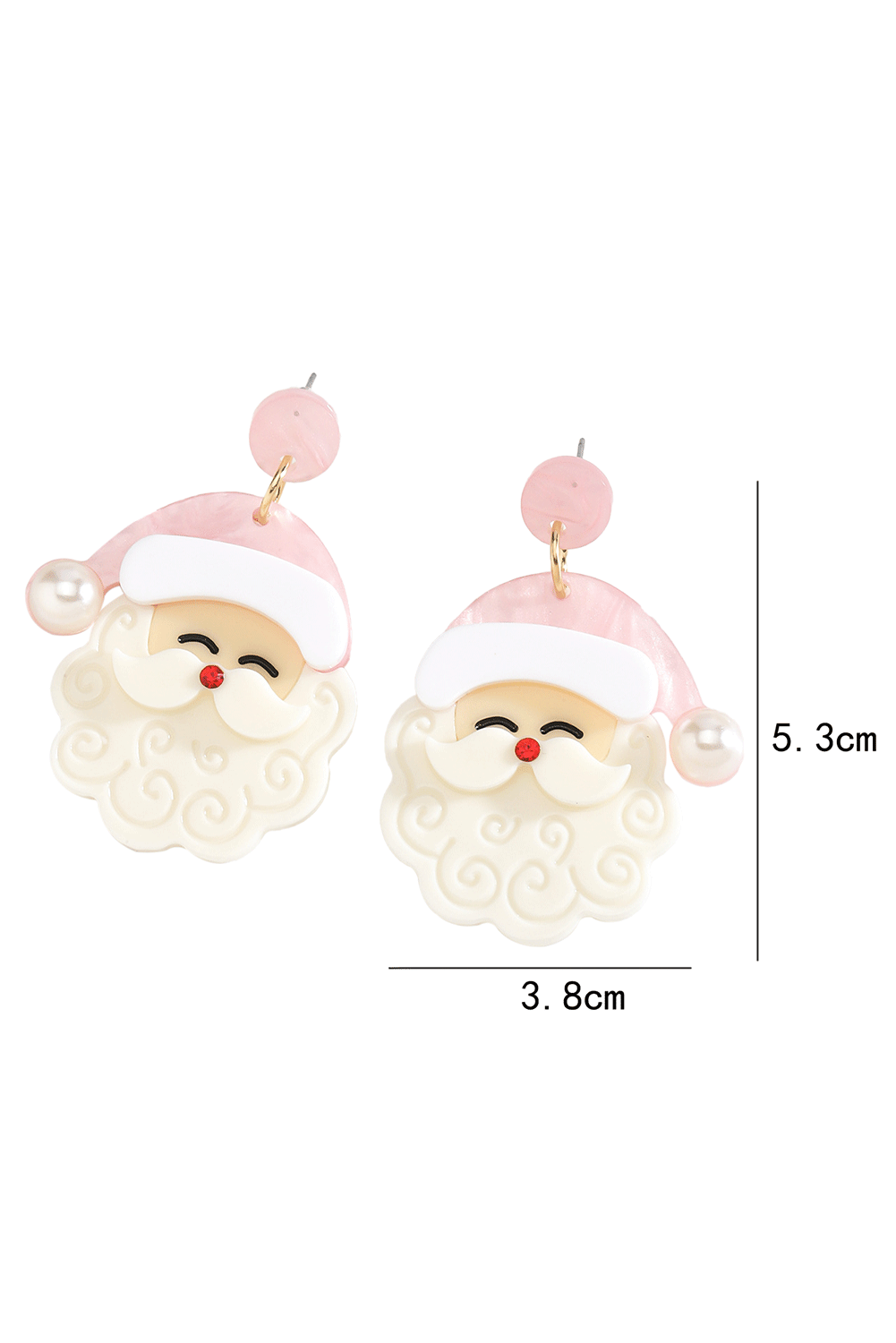 Cute Santa Christmas Earrings -White Bright Pearl Decor