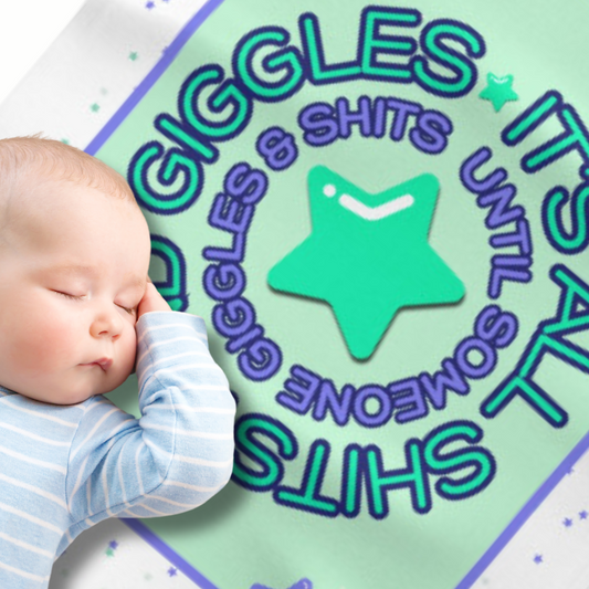 Giggles & Shits - Soft Fleece Baby Blanket: Cute Baby Shower Gift, Nursery Decor, Newborn Comfort, Funny Baby Blankets, Gift for Parents