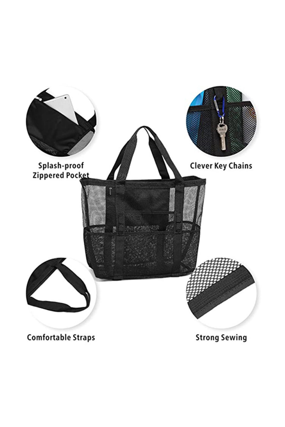 Black Mesh Travel - Large Capacity Bag