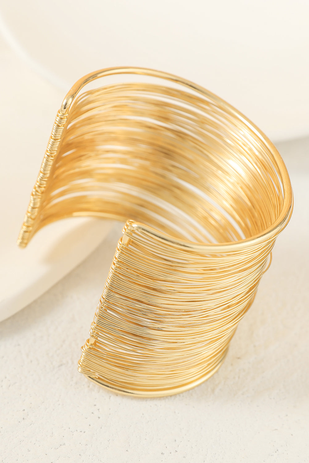 Gold  Metal Open Cuff Layered Wire Bracelet