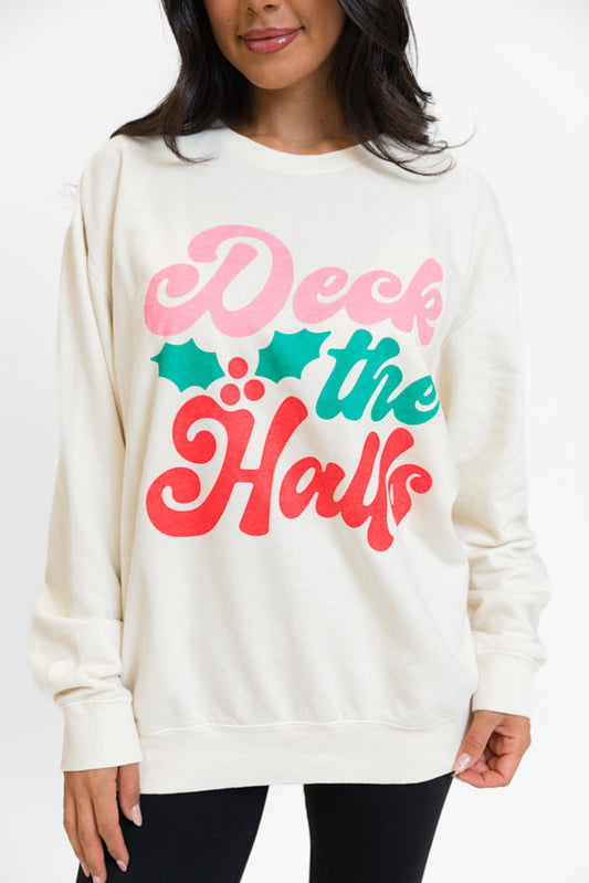 Deck the Halls - Bold Graphic Round Neck Sweatshirt