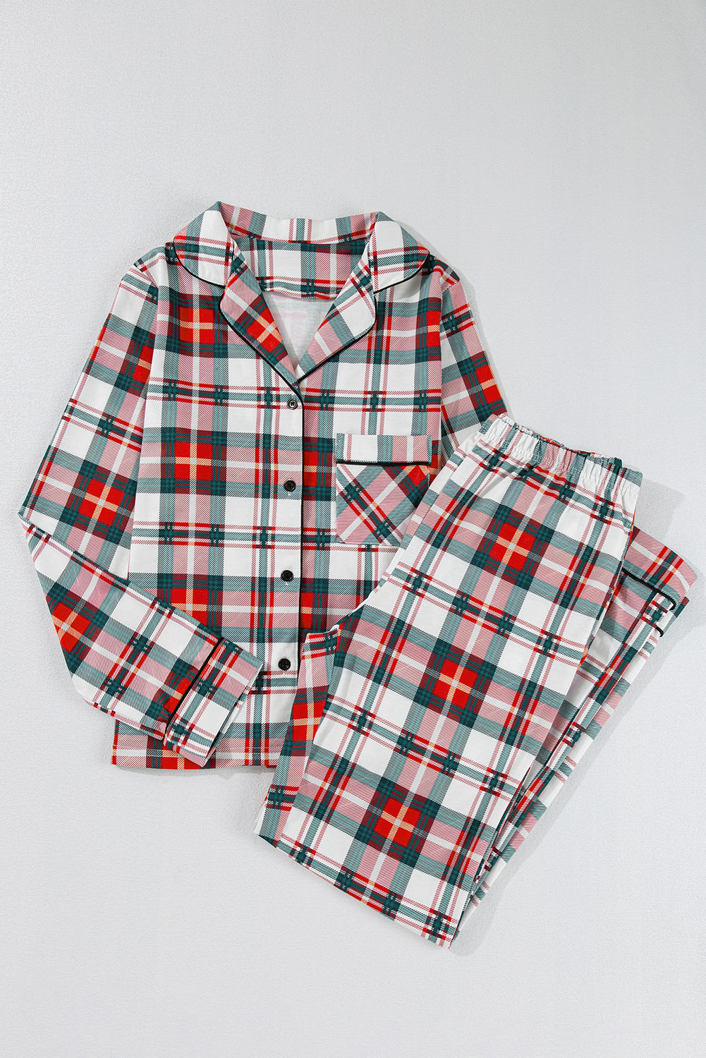 1Holiday Cozy Pj's - Christmas Plaid Long Sleeve Shirt and Pants Pajama Set