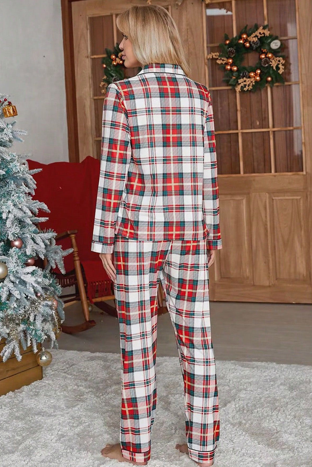 1Holiday Cozy Pj's - Christmas Plaid Long Sleeve Shirt and Pants Pajama Set