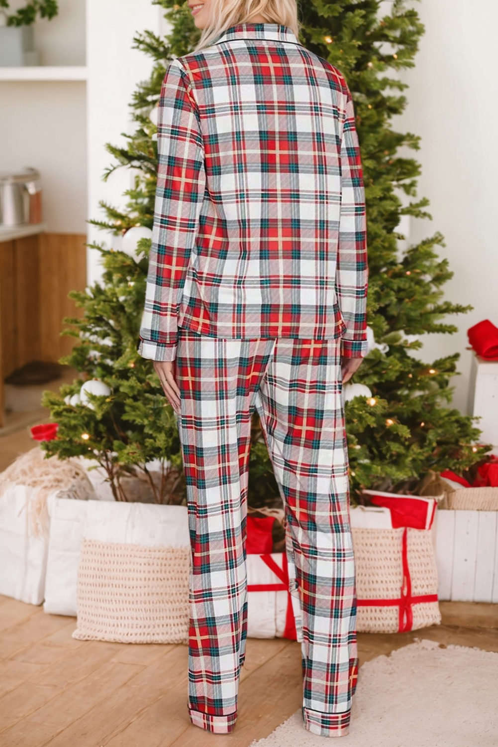 1Holiday Cozy Pj's - Christmas Plaid Long Sleeve Shirt and Pants Pajama Set